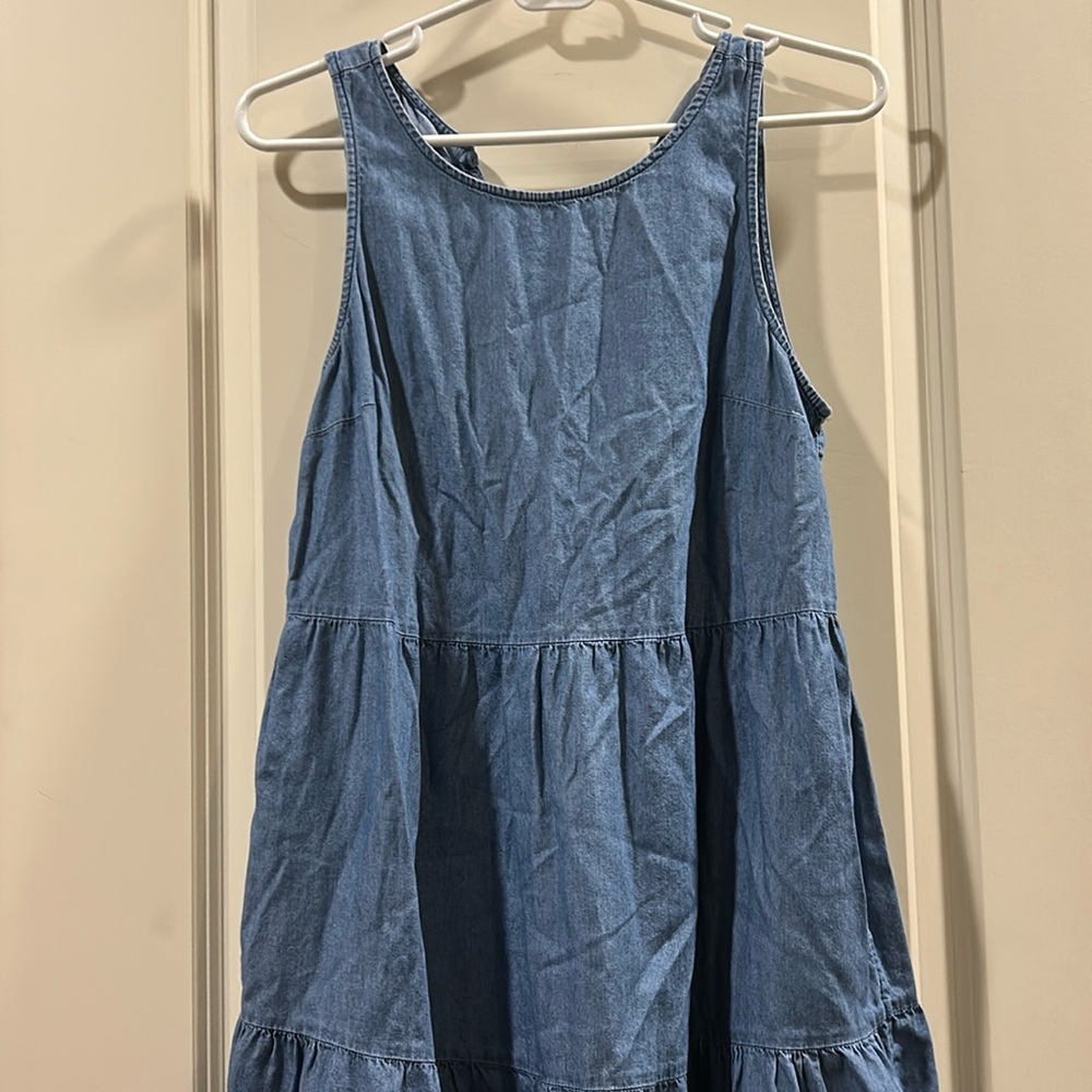 Old Navy Chambray Ruffle 
Sleeveless Denim Dress cotton rayon Size S petite
